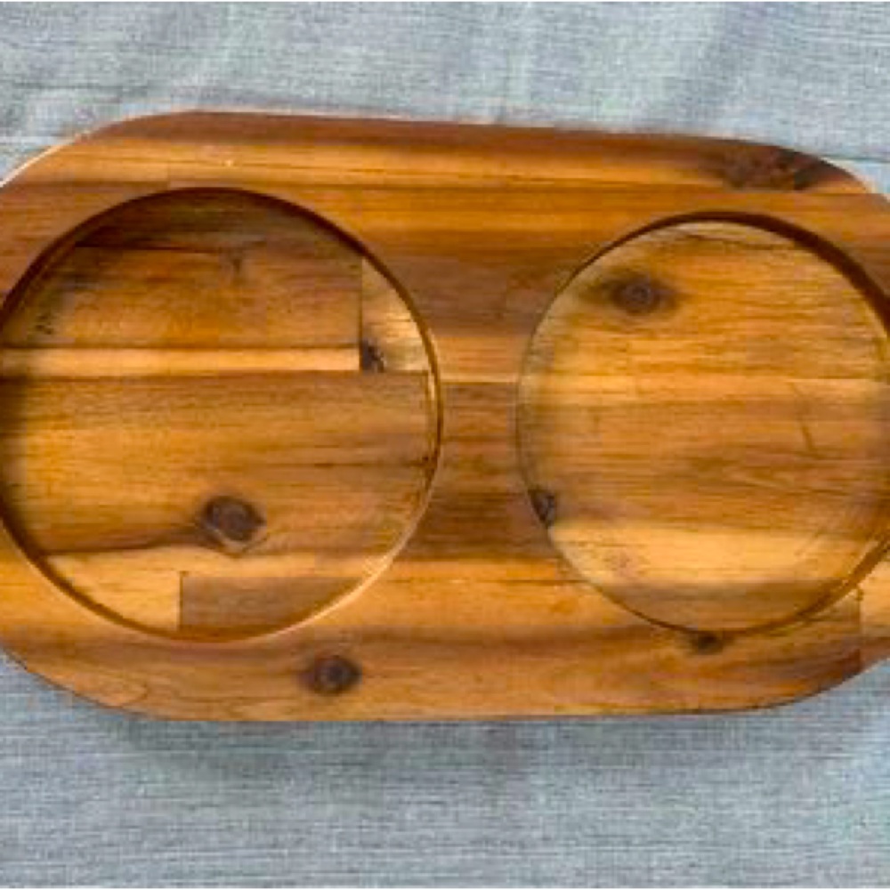 Wooden Dog Bowl Holder